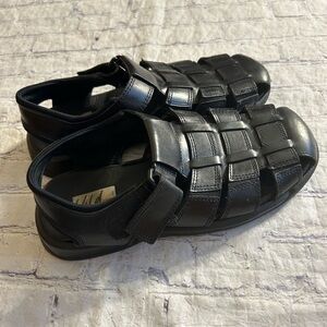 WILD PAIR GENUINE LEATHER BLACK FISHERMAN SANDALS MADE IN BRAZIL Y2K SIZE 10M